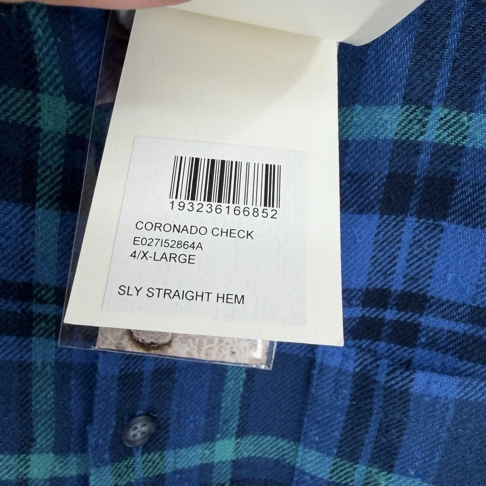 John Elliott Sly Straight Hem Long Sleeve Button Down Coronado Check size 4 XL
